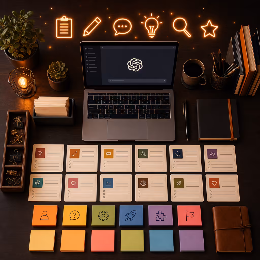 AI prompts for small business owners organized by category showing marketing sales operations and customer service prompt cards, business prompts for ai, ai prompts for business, business ai prompts